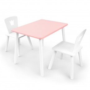 Детский комплект стол и два стула «Корона» Rolti Baby (розовый/белый, массив березы/мдф) в Каменске-Уральском - kamensk-uralskiy.ok-mebel.com | фото