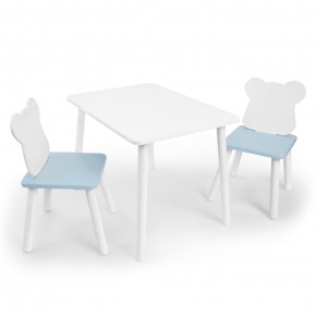 Детский комплект стол и два стула «Мишка» Rolti Baby (белый/голубой, массив березы/мдф) в Каменске-Уральском - kamensk-uralskiy.ok-mebel.com | фото