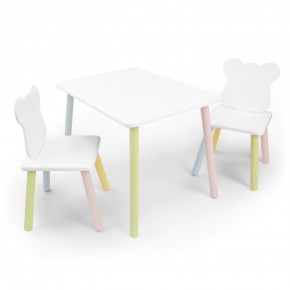 Детский комплект стол и два стула «Мишка» Rolti Baby (белый/цветной, массив березы/мдф) в Каменске-Уральском - kamensk-uralskiy.ok-mebel.com | фото