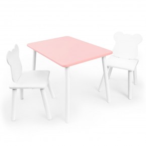 Детский комплект стол и два стула «Мишка» Rolti Baby (розовый/белый, массив березы/мдф) в Каменске-Уральском - kamensk-uralskiy.ok-mebel.com | фото