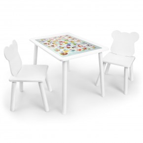 Детский комплект стол и два стула Мишка Rolti Baby с накладкой Алфавит (белая столешница/белое сиденье/белые ножки) в Каменске-Уральском - kamensk-uralskiy.ok-mebel.com | фото 1