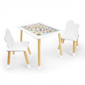 Детский комплект стол и два стула Облачко Rolti Baby с накладкой Алфавит (белая столешница/белое сиденье/береза ножки) в Каменске-Уральском - kamensk-uralskiy.ok-mebel.com | фото