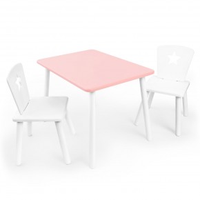 Детский комплект стол и два стула «Звезда» Rolti Baby (розовый/белый, массив березы/мдф) в Каменске-Уральском - kamensk-uralskiy.ok-mebel.com | фото