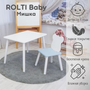 Детский комплект стол и стул «Мишка» Rolti Baby  (голубая столешница/белое сиденье/белые ножки) в Каменске-Уральском - kamensk-uralskiy.ok-mebel.com | фото