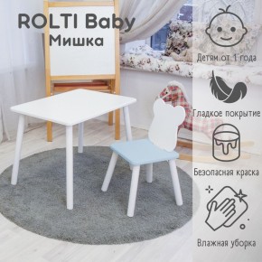 Детский комплект стол и стул «Мишка» Rolti Baby  (голубая столешница/голубое сиденье/белые ножки) в Каменске-Уральском - kamensk-uralskiy.ok-mebel.com | фото