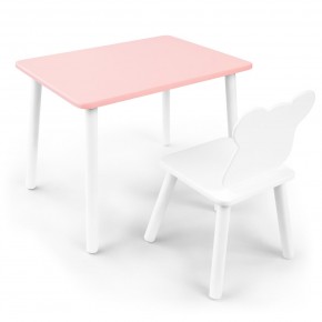 Детский комплект стол и стул «Мишка» Rolti Baby (розовый/белый, массив березы/мдф) в Каменске-Уральском - kamensk-uralskiy.ok-mebel.com | фото