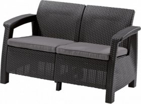 Диван пластиковый Корфу (Corfu love seat) графит в Каменске-Уральском - kamensk-uralskiy.ok-mebel.com | фото