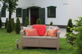 Диван пластиковый Корфу (Corfu love seat) капучино - песок в Каменске-Уральском - kamensk-uralskiy.ok-mebel.com | фото 3