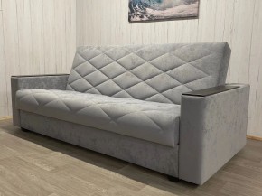 Диван Престиж-15 (НПБ+МДФ) велюр Sensey silver в Каменске-Уральском - kamensk-uralskiy.ok-mebel.com | фото 2