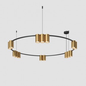 DK4067-BK+SG Подвесной светильник ORBIT, IP20, 15xGU10 LED, до 15 Вт, черный + сатинированное золото, алюминий в Каменске-Уральском - kamensk-uralskiy.ok-mebel.com | фото