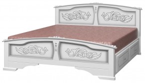 ЕЛЕНА Кровать из массива 1400 (Белый жемчуг) с 2-мя ящиками в Каменске-Уральском - kamensk-uralskiy.ok-mebel.com | фото