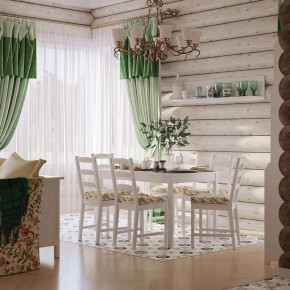 Комлект Вествик обеденный стол и четыре стула, массив сосны, цвет белый в Каменске-Уральском - kamensk-uralskiy.ok-mebel.com | фото 1