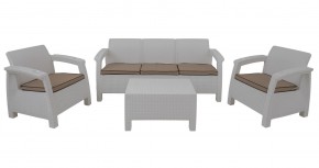 Комплект уличной мебели Yalta Premium Terrace Triple Set (Ялта) белый (+подушки под спину) в Каменске-Уральском - kamensk-uralskiy.ok-mebel.com | фото