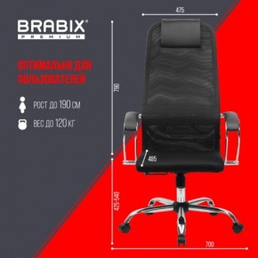 Кресло BRABIX PREMIUM "Ultimate EX-800" хром, плотная двойная сетка Х2, черное, 532911 в Каменске-Уральском - kamensk-uralskiy.ok-mebel.com | фото 6