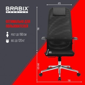 Кресло BRABIX PREMIUM "Ultimate EX-801" хром, плотная двойная сетка Х2, черное, 532917 в Каменске-Уральском - kamensk-uralskiy.ok-mebel.com | фото 7