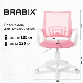 Кресло BRABIX "Fly MG-396W", с подлокотниками, пластик белый, сетка, розовое, 533008 в Каменске-Уральском - kamensk-uralskiy.ok-mebel.com | фото 5