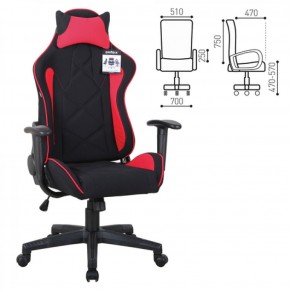 Кресло компьютерное BRABIX GT Racer GM-101 + подушка (ткань) черное/красное (531820) в Каменске-Уральском - kamensk-uralskiy.ok-mebel.com | фото 2