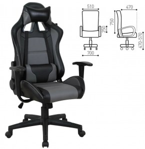 Кресло компьютерное BRABIX "GT Racer GM-100" (черное/серое) 531926 в Каменске-Уральском - kamensk-uralskiy.ok-mebel.com | фото 2