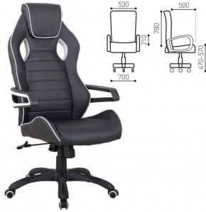 Кресло компьютерное BRABIX "Techno Pro GM-003" (черное/серое, вставки серые) 531814 в Каменске-Уральском - kamensk-uralskiy.ok-mebel.com | фото 2