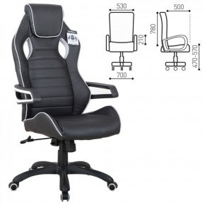 Кресло компьютерное BRABIX Techno Pro GM-003 (экокожа черное/серое, вставки серые) 531814 в Каменске-Уральском - kamensk-uralskiy.ok-mebel.com | фото 2
