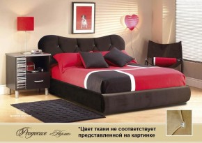 Кровать Феодосия 1600 со стразами в ткани "Конфетти латте" (бежевый) серия Норма, основание, ПМ, дно ЛДСП в Каменске-Уральском - kamensk-uralskiy.ok-mebel.com | фото