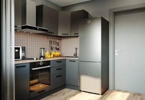 Кухня угловая Антрацит 2200х1000 (Стол. 38мм) в Каменске-Уральском - kamensk-uralskiy.ok-mebel.com | фото