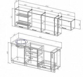 Кухонный гарнитур Антрацит 2550 (Стол. 26мм) в Каменске-Уральском - kamensk-uralskiy.ok-mebel.com | фото 2