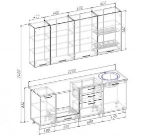 Кухонный гарнитур Дели 2200 (Стол. 38мм) в Каменске-Уральском - kamensk-uralskiy.ok-mebel.com | фото 2