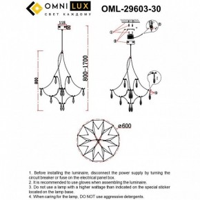 Подвесная люстра Omnilux Perelli OML-29603-30 в Каменске-Уральском - kamensk-uralskiy.ok-mebel.com | фото 10