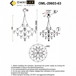 Подвесная люстра Omnilux Perelli OML-29603-63 в Каменске-Уральском - kamensk-uralskiy.ok-mebel.com | фото 8