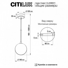 Подвесной светильник Citilux Адам Смарт CL228B011 в Каменске-Уральском - kamensk-uralskiy.ok-mebel.com | фото 5