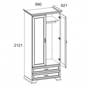 Шкаф 2DG2S, TIFFANY, цвет вудлайн кремовый в Каменске-Уральском - kamensk-uralskiy.ok-mebel.com | фото 3