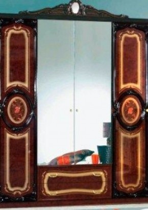 Шкаф 4-х дверный с зеркалами (01.144) Роза (могано) в Каменске-Уральском - kamensk-uralskiy.ok-mebel.com | фото