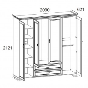 Шкаф 4D2S Z, TIFFANY, цвет вудлайн кремовый в Каменске-Уральском - kamensk-uralskiy.ok-mebel.com | фото