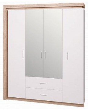 Шкаф для одежды с ящиками 4-х створчатый с зеркалом Люмен 16 в Каменске-Уральском - kamensk-uralskiy.ok-mebel.com | фото