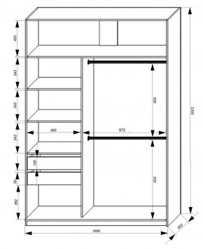 Шкаф-купе 1600 серии SOFT D8+D2+B2+PL4 (2 ящика+F обр.штанга) профиль «Графит» в Каменске-Уральском - kamensk-uralskiy.ok-mebel.com | фото 2