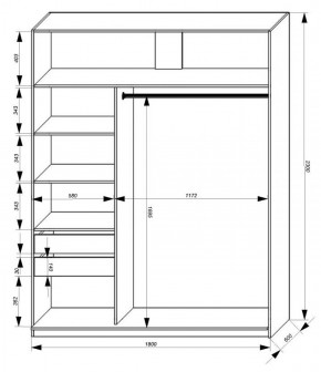 Шкаф-купе 1800 серии SOFT D1+D3+B2+PL1 (2 ящика+1штанга) профиль «Графит» в Каменске-Уральском - kamensk-uralskiy.ok-mebel.com | фото 3