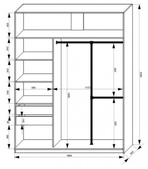 Шкаф-купе 1800 серии SOFT D8+D2+B2+PL4 (2 ящика+F обр.штанга) профиль «Графит» в Каменске-Уральском - kamensk-uralskiy.ok-mebel.com | фото 3