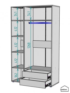 Шкаф Linnea MHR-3PO-2 2050х1200х510 (Белый-М 11.1.2) в Каменске-Уральском - kamensk-uralskiy.ok-mebel.com | фото 3