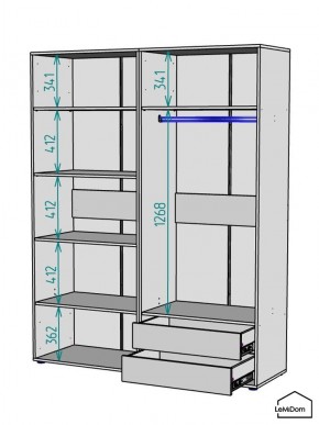 Шкаф Linnea MHR-4PO-2 2050х1600х510 (Белый-М 11.1.1) в Каменске-Уральском - kamensk-uralskiy.ok-mebel.com | фото 3