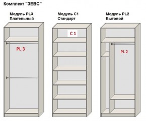 Шкаф распашной серия «ЗЕВС» (PL3/С1/PL2) в Каменске-Уральском - kamensk-uralskiy.ok-mebel.com | фото 2