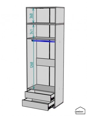 Шкаф с антресолью Linnea MHR-2A-3 2450х800х510 (ДВ-М 11.1.25) в Каменске-Уральском - kamensk-uralskiy.ok-mebel.com | фото 3