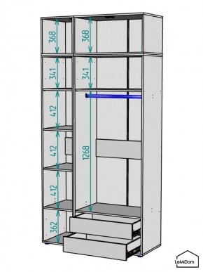 Шкаф с антресолью Linnea MHR-3A-2 2450х1200х510 (Графит-М 11.1.25) в Каменске-Уральском - kamensk-uralskiy.ok-mebel.com | фото 3