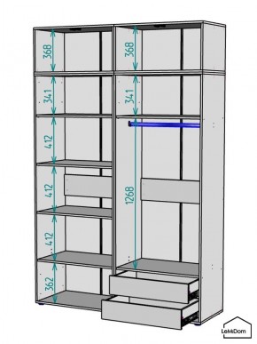 Шкаф с антресолью Linnea MHR-4A-2 2450х1600х510 (ДВ-М 11.1.25) в Каменске-Уральском - kamensk-uralskiy.ok-mebel.com | фото 3