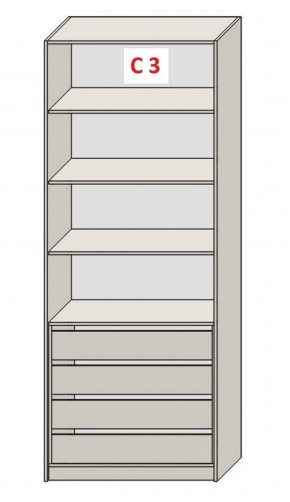 Шкаф СТАНДАРТ С3 4 ящика серия "ГЕСТИЯ" (Бело-серый/Дуб Небраска натуральный ) 800*520*2300 в Каменске-Уральском - kamensk-uralskiy.ok-mebel.com | фото 2