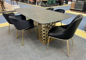 Стол CHIAVARI 220 KL-116 Черный мрамор матовый, итальянская керамика / бронзовый, ®DISAUR в Каменске-Уральском - kamensk-uralskiy.ok-mebel.com | фото 2