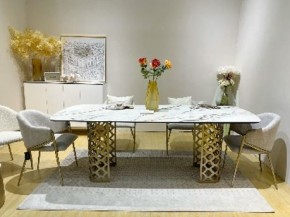 Стол CHIAVARI 220 KL-188 Контрастный мрамор матовый, итальянская керамика / Шампань, ®DISAUR в Каменске-Уральском - kamensk-uralskiy.ok-mebel.com | фото 2