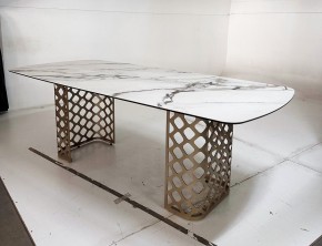 Стол CHIAVARI 220 KL-188 Контрастный мрамор матовый, итальянская керамика / Шампань, ®DISAUR в Каменске-Уральском - kamensk-uralskiy.ok-mebel.com | фото 6