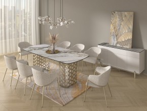 Стол CHIAVARI 220 KL-188 Контрастный мрамор матовый, итальянская керамика / Шампань, ®DISAUR в Каменске-Уральском - kamensk-uralskiy.ok-mebel.com | фото 9