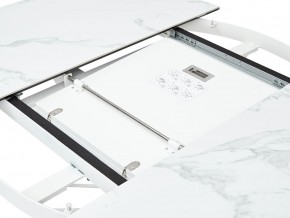 Стол TRENTO 120 HIGH GLOSS STATUARIO Белый мрамор глянцевый, керамика/ белый каркас, ®DISAUR в Каменске-Уральском - kamensk-uralskiy.ok-mebel.com | фото 3